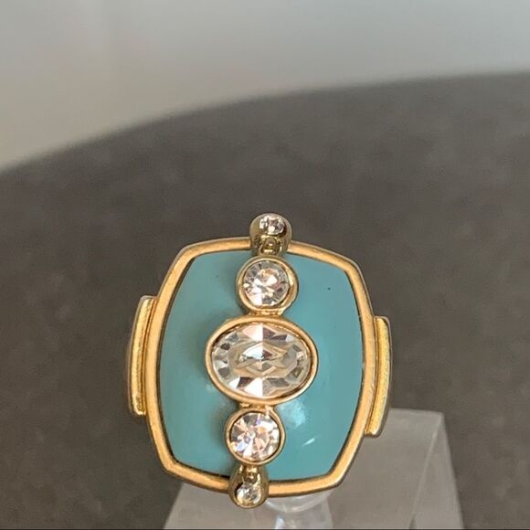 Lia Sophia blue gold tone Swarovski overlay ring - Picture 4 of 9